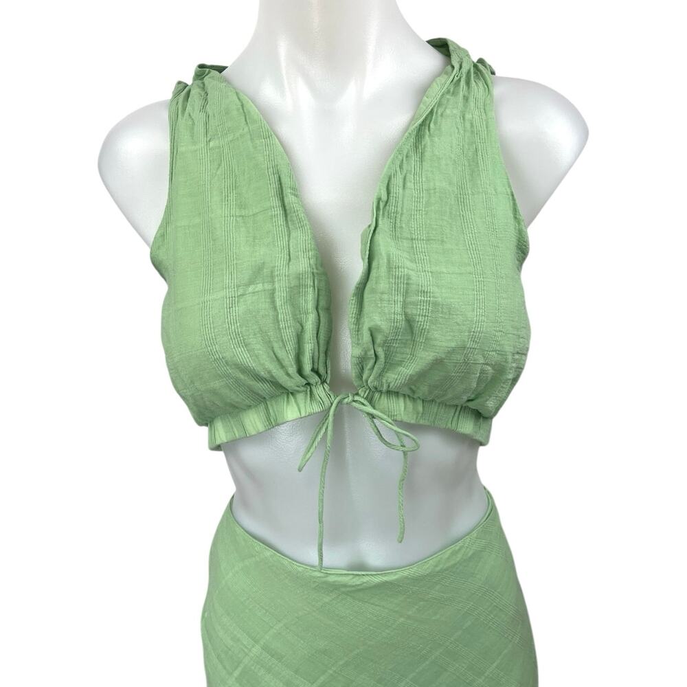 Sabo Cambelle Green Sleeveless Cutout Tie Front Cami Camisole Midi Tank Dress M - Picture 10 of 14
